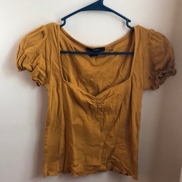 Forever 21 Tops - F21 Gold Puff-Sleeve Top